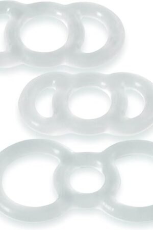 LeLuv Loop Handle Penis Tension Rings Eyro Clear Silicone .5 inch Through .7 inch Unstretched Diameter 3 Pack Sampler