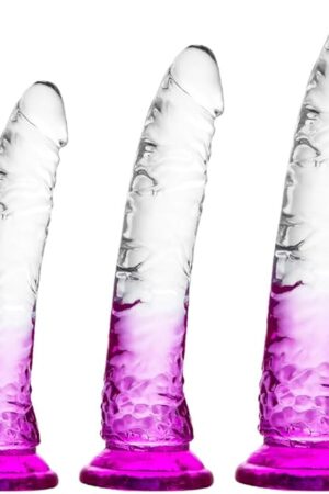 Clear Purple Combination Suction Cup Dildo - 3 Sizes Realistic Dildo(64''Small, 74''Medium,96''Large), eggless,Perfect for Anal and Vaginal Pleasure Realistic Penis for Beginners to Advanced Users