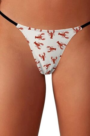 Crawfish Red Lobsters G-String Thongs for Women No Show Panties Underwear Low Rise T-Back