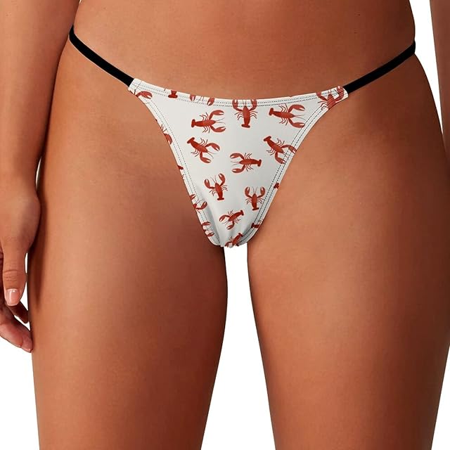 Crawfish Red Lobsters G-String Thongs for Women No Show Panties Underwear Low Rise T-Back