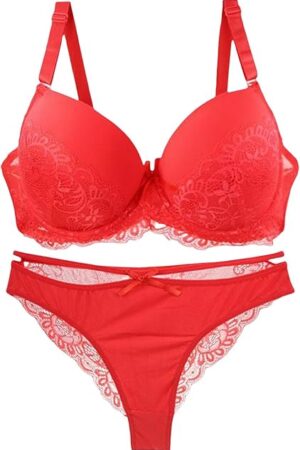 Bra and Panty Sets for Women Lace 2 Piece Sexy Push up Lingerie Set Seamless Comfortable Sheer Lightweight Gathered Suit