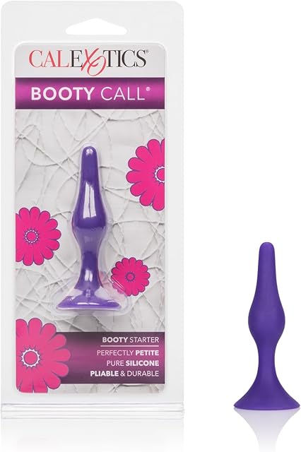 CalExotics Booty Call Booty Starter- Silicone Butt Plug With Suction Cup Base - Waterproof Anal Fetish Sex Toys for Couples - Purple, 1 count