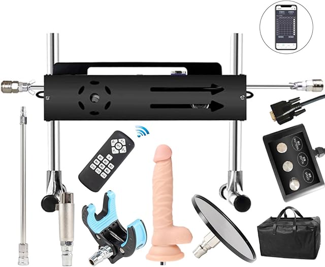 FREDORCH Adult Sex Machine with Wireless APP Control All Angle Adjustable Love Machine 200W Power with Dildo Stroke Length 1cm-15cm(Wireless Wired APP Control A)