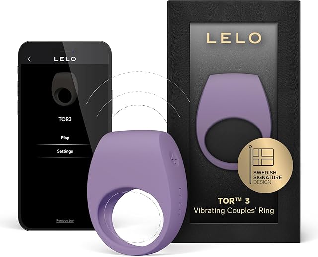 LELO TOR 3 Vibrating Penis Ring App Connected Adult Toy for Man and Woman, Couples Sex Toy with 8 Pleasure Settings for Enhanced Sensation, Silicone Cock Ring, Violet Dusk