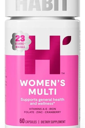 Habit Womens Multi Supplement (60 Capsules) - New Look, Supports General Health & Wellness, 23 Essential Vitamins and Minerals, Fruit extracts, Folate, Iron, B12, Biotin, Non-GMO (1 Pack)