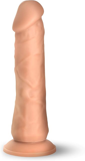 CURVE TOYS Easy Riders 7 Inch Premium Silicone Dildo for Beginners Men Women and Couples - Temperature Sensitive Sex Toy with Harness Compatible Suction Base, 1 Piece - Medium Color