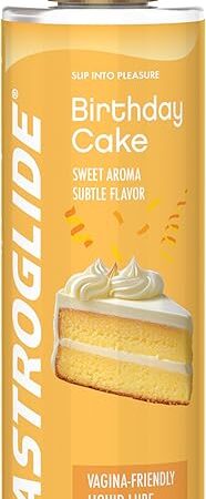 Astroglide Cake Flavored Personal Lubricant (8.5oz), Long-Lasting Sex Lube for Men, Women and Couples, Delicious Flavor, Hypoallergenic, Vaginal Safe, Condom Compatible