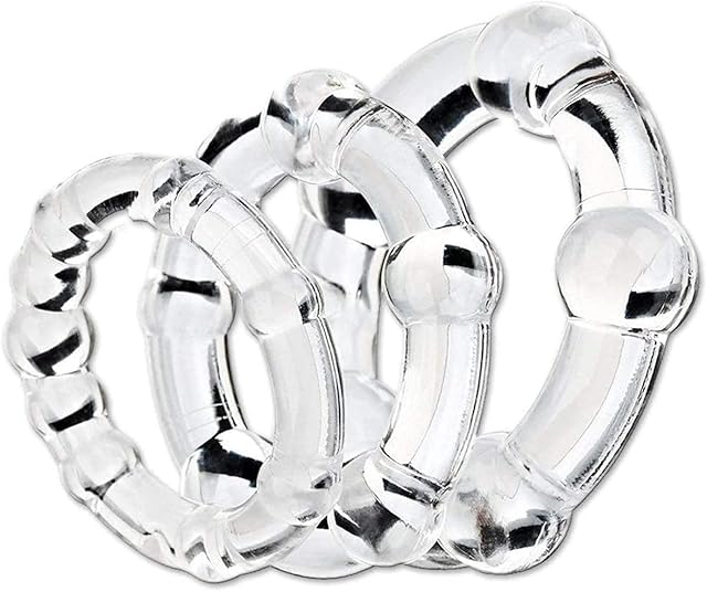 Cook Rings 3Pcs, Soft Silicone Penis Rings, Adult Sex Toys & Games, Cock Ring for Men's Sexual Wellness Erection Enhancing Sex Toy for Man or Couples Play, Transparent