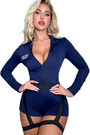 Halloween Cop Costume for Women Anime Police Bodysuit Cosplay Outfits for Adult