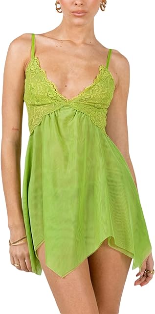 Fairy Halloween Costume for Women Spaghetti Strap Lace Lingerie Mini Dress Tinker Dress Bell Cami Lingerie