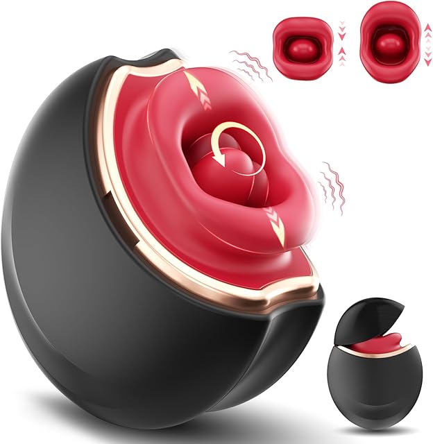 Vibrator Sex Toys for Women, 10 Tongue Licking Vibration Mode, Mouth-Shaped Biting Vibrators, Clit Nipple Rose Adult Sex Toys, Tongue Vibrator Sex Toy Clitoral Stimulation Pleasure Tools