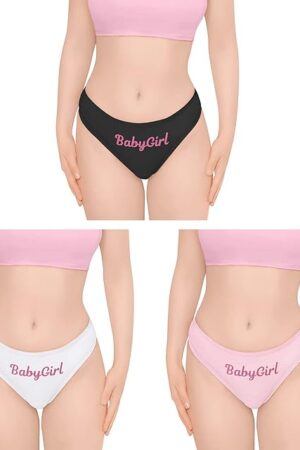 Women's Ladies Soft Cotton Underwear Comfortable Hipster Briefs 3 Thong Panties Pack - BabyGirl