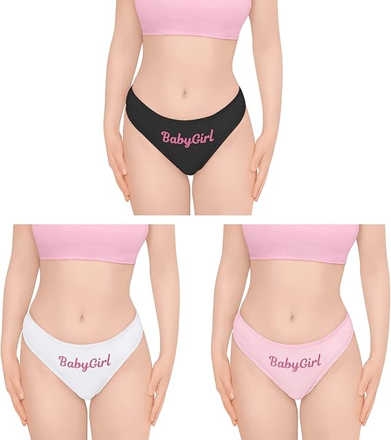 Women's Ladies Soft Cotton Underwear Comfortable Hipster Briefs 3 Thong Panties Pack - BabyGirl