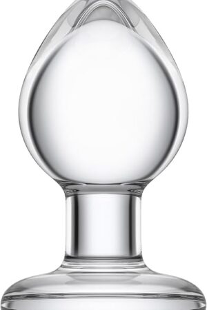 Glass Anal Butt Plug Glass Trainer with Large Base - Glass Ball 2.16 Inch Diameter Butt Plug - Clear Anal Toys G Spot Stimulation Prostate Massager for Men Women