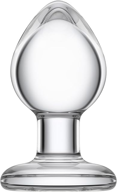 Glass Anal Butt Plug Glass Trainer with Large Base - Glass Ball 2.16 Inch Diameter Butt Plug - Clear Anal Toys G Spot Stimulation Prostate Massager for Men Women