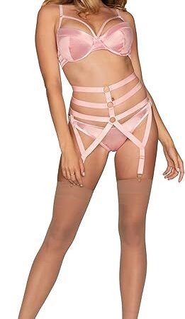 womens O-ring Satin Bra Set