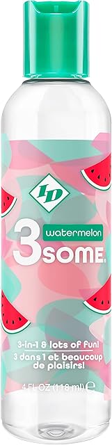 ID Lubricants 3some Flavored Sensual Massage ? Watermelon Oral Delight & Warming Fun for Couples Pleasure - 4 fl oz 3in1 Sensual Massage Lube