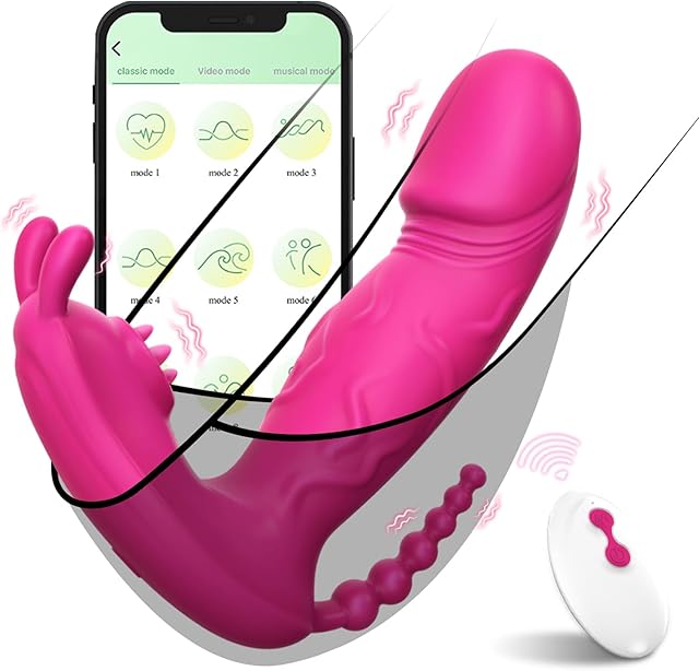 Female Sex Toys Anal Dildo Dual Motor Adult Sex Toys with 9 Vibration Modes Rabbit Clitoralis Stimulation Wearable Vibrating with App & Remote Control G Spot Vibrator Massager for Women and Couple