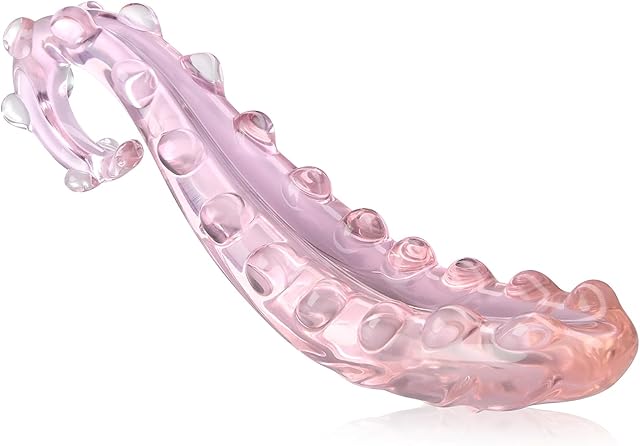 Glass Dildo Anal Butt Plug, Pink Hippocampus-Shaped Crystal Glass Dildo Pink Anal Plugs with Pellets Prostate Massager Anal Beads Crystal Dildo Anal Sex Toys for Women Masturbation