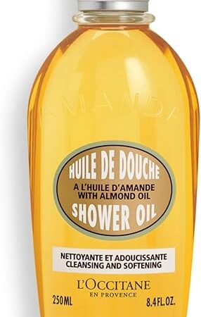 L'Occitane Cleansing & Softening Almond Shower Oil, Body Wash & Shaving Base Purifies & Smooths Without Drying Skin, Milky Lather, Nourishing Skincare
