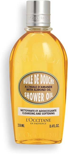 L'Occitane Cleansing & Softening Almond Shower Oil, Body Wash & Shaving Base Purifies & Smooths Without Drying Skin, Milky Lather, Nourishing Skincare