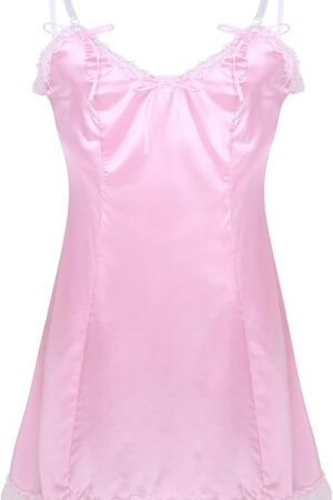 Women Lingerie Satin Lace Chemise Nightgown Sexy Full Slips Sleepwear