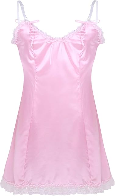 Women Lingerie Satin Lace Chemise Nightgown Sexy Full Slips Sleepwear