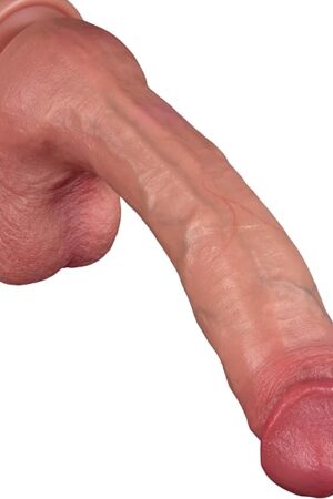 10 Inch Lifelike Curved Realistic Anal Dildo Sex Toy, Real Skin Thick Big Silicone Dildo with Powerful Suction Cup, Realistic G Spot Hands-Free Soft Penis for Men Women Couples
