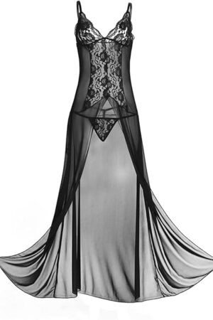 Women's Sexy Sheer Lingerie Spaghetti Strap See-Through Babydoll Nightwear Dress Exotic Sleepwear