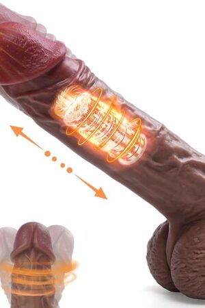 FIDECH 9.8" Black Thick Thrusting Vibrating Dildo, Realistic Huge Dildos Vibrador with Rotating and Heating, Adult Sex Toys with Powerful Suction Cup for Solo or Couples Pleasure for Anal and Vagina