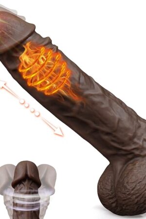 FIDECH Thrusting Vibrator Dildo Sex Toys with Rotating and Heating - 98 Inches Realistic Black Telescopic Penis for Anal Clitoral G Spot Stimulation, Big Silicone Dildos Women Couple Pleasure