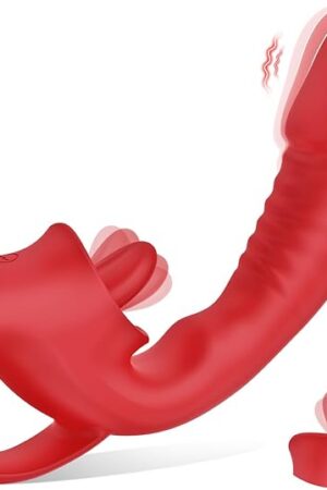 Vibrator Dildo Sex Toys, Tongue Clitoral G Spot Vibrators with 10 Licking & Vibrating Modes, Rechargeable Realistic Vibrator Dildos Clitoral Stimulator Adult Sex Toys for Women Couples