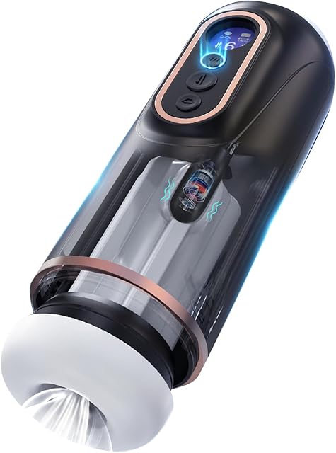 Automatic Male Masturbator Penis Pump, Adult Toy Male Sex Toys with 9 Vibrating & 7 Thrusting & 5 Sucking, Hands Free Pocket Pussy Sex Machine with 3D Realistic Textured, Heating, Real Voice