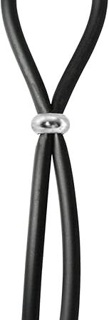 Cock Ring Adjustable Silicone Black Cord with Stainless Steel Round Bead for Tension Control Tight Accurate fit