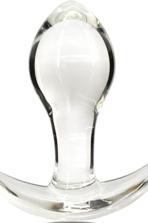 Glass Anal Plug for Comfortable Long-Term Wear Butt Plug with Curved Based Tapered Prostate Massager Sex Toy with Long Stem for Men Women Masturbation