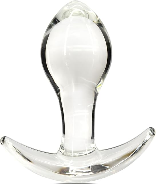 Glass Anal Plug for Comfortable Long-Term Wear Butt Plug with Curved Based Tapered Prostate Massager Sex Toy with Long Stem for Men Women Masturbation
