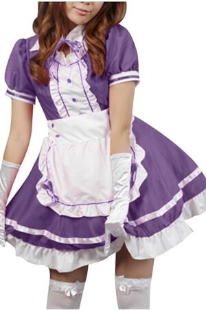 Women Cute Japanese Maid Costume Plus Size Anime Cosplay Halloween Outfits Lolita Dress Waitress Apron Dress Set
