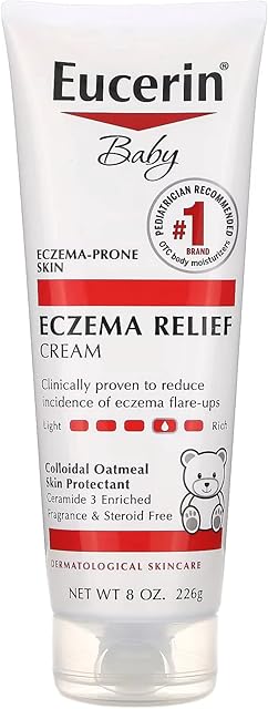 Eucerin Baby Eczema Relief Body Cream, Fragrance Free Baby Eczema Cream with Colloidal Oatmeal, Ceramide-3 and Licorice Root Extract, 8 Oz Tube