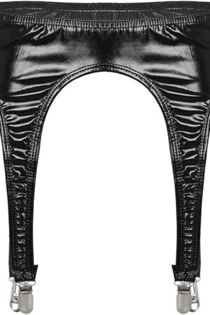Women's Sexy Shiny Metallic Garter Belts for Thigh High Stockings Pantyhose Lingerie