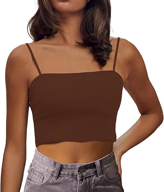 Women's Sexy Adjustable Spaghetti Strap Basic Cami Camisole Double Layer Tank Crop Tops