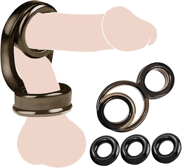Cock Rings Reusable Penis Ring Silicone Cockring Cock Sexual Stimulation Device for Male Penis Erection Enhancing Long Lasting Stronger Adult Sex Toys for Men or Couple Pleasure(Black)