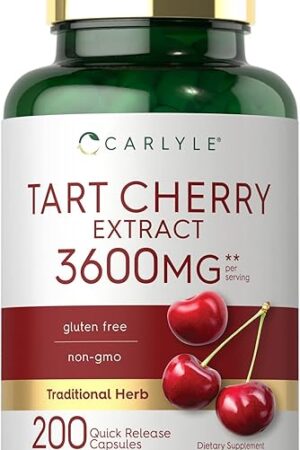 Carlyle Tart Cherry Extract Capsules | 200 Count | Non-GMO and Gluten Free Formula | Traditional Herb Supplement
