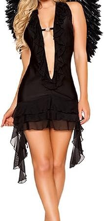 Women's Sexy Fallen Angel Queen Halloween Costumes (Black)