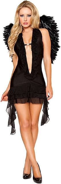 Women's Sexy Fallen Angel Queen Halloween Costumes (Black)