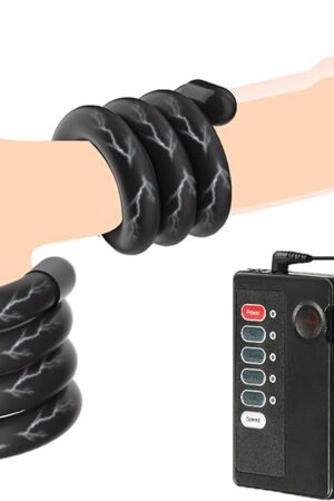 Electric Shock Bondage Masturbation Penis Ring Male Winding Exercise Cock Ring Electric Shock Trainer Sex Toy