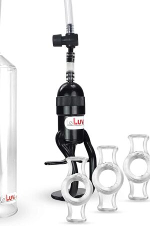 LeLuv Pump EasyOp ZGrip Handle Natural Male Enhancement Bundle with 4 Constriction .75" Rings
