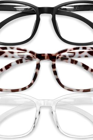 Gaoye Stylish Blue Light Glasses for Woman - Computer Glasses up to 99% Blue Light Blocking - Lightweight Frames - 3 pack
