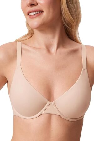 Women's Inbarely Plus Plunge Bra Underwire Full Coverage Plus Size Unlined Bras