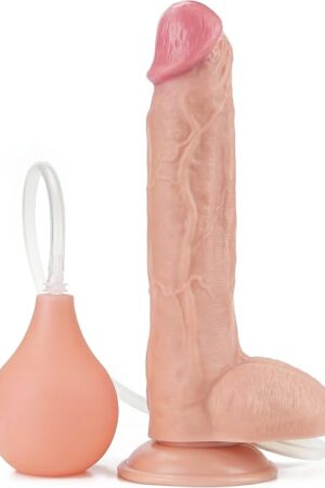 Dildo Squirt Adult Sex Toy, 10" Squirting Dildo Ejaculating Dildo Butt Plug Anal Douche with Big Enema Bulb, Anal Dildo Huge Thick Realistic Dildo Suction Cup, Strap On Dildo Anal Toys Sex Toy Men Gay