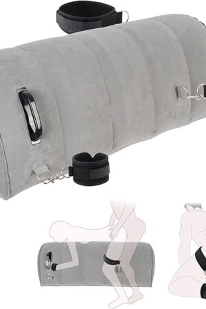 Inflatable Sex Toy Pillow with BDSM Bondage - Adjustable Restraints Extra-Long Pillow Cushion for Couples, Includes 4 Cuffs for Kinky Sex Positions, Portable Sex Furniture for Bedroom & Outdoor Use